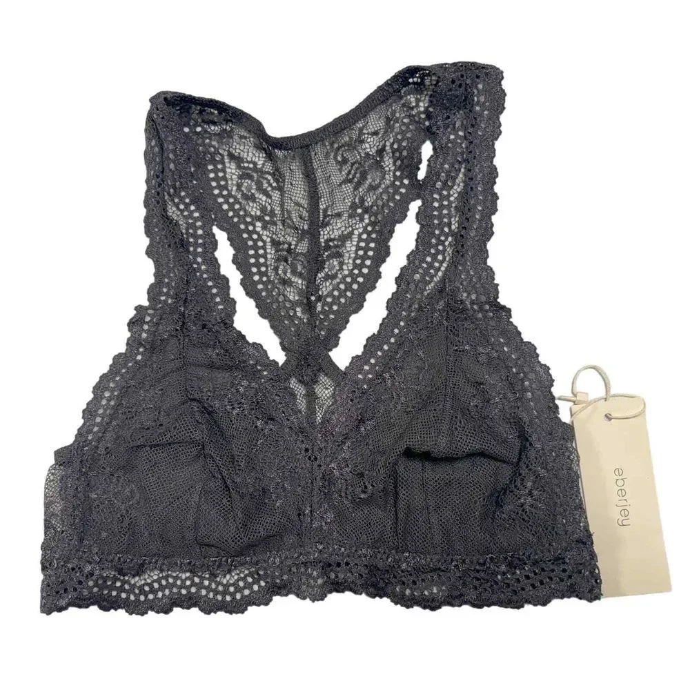 Eberjey NWT Colette Lace Racerback Bralette‎ Pebble Mesh Size Small